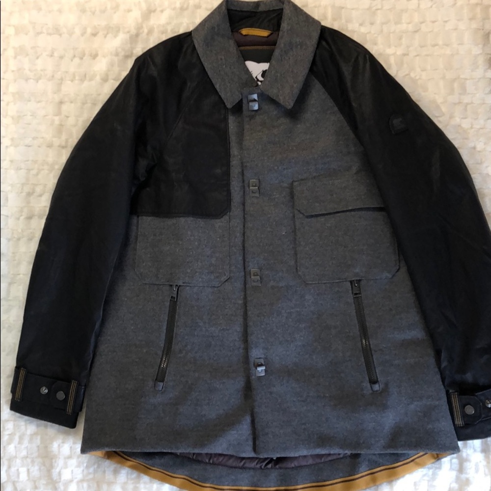 Sorel Wool Raglan Sleeve Down Jacket charcoal blk